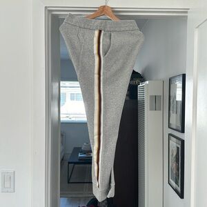 James Perse Grey Sweatpants, Red, Yellow, and White Stripes, (USC colors)